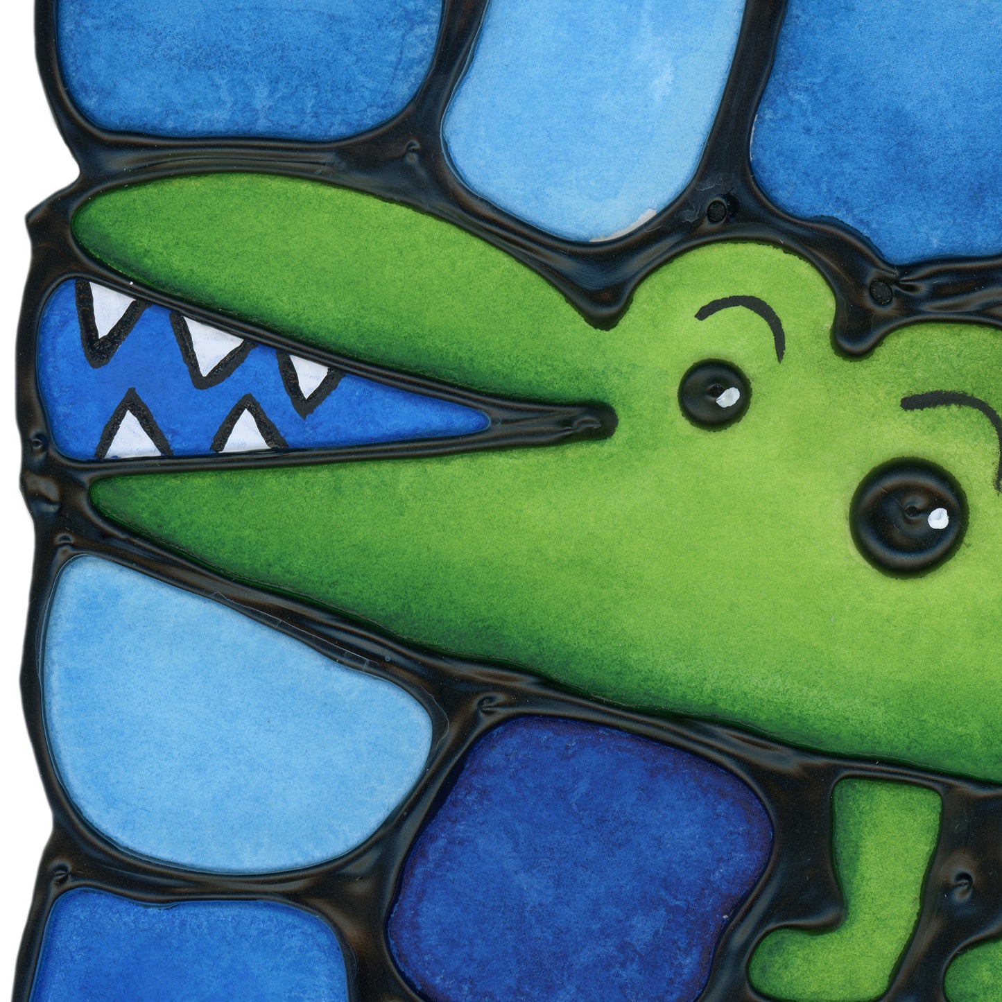 Alligator Original Painting 14" x 14" Framed