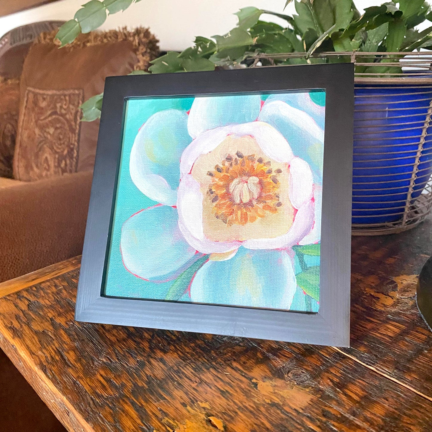 'Soft Contrast' Original Painting Framed 7" x 7"
