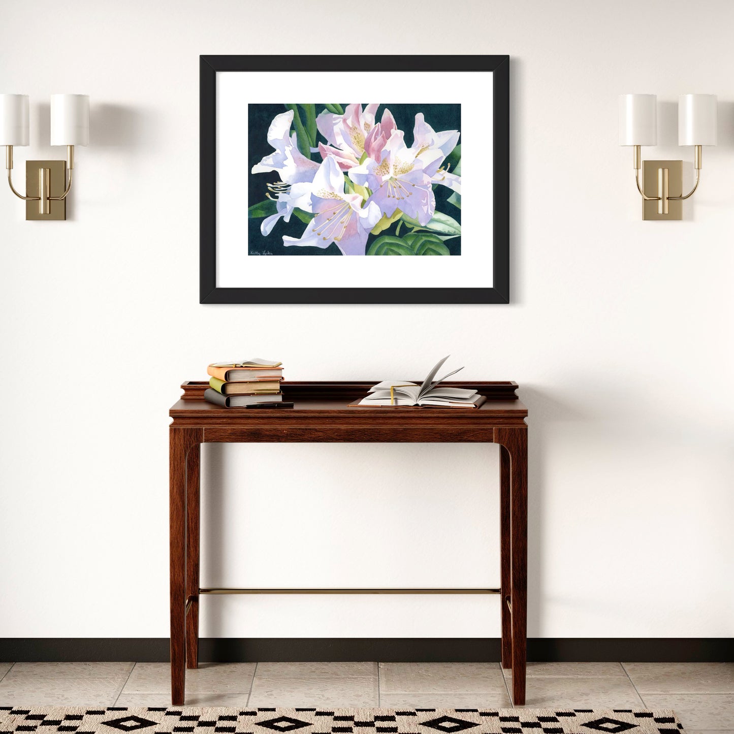 Lily Flowers Original Painting Framed 20" x 28"