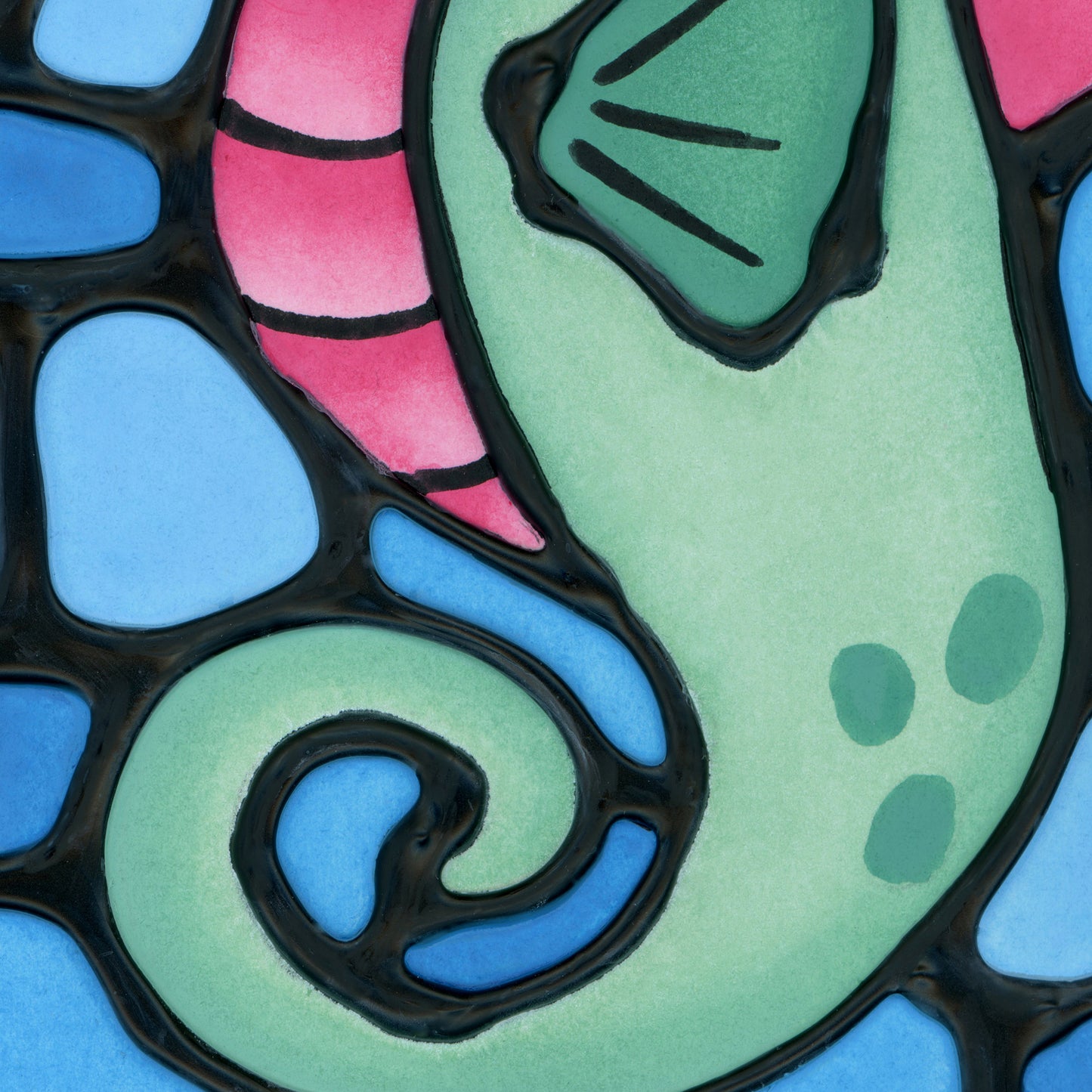Seahorse Original Painting 13" x 16" Framed