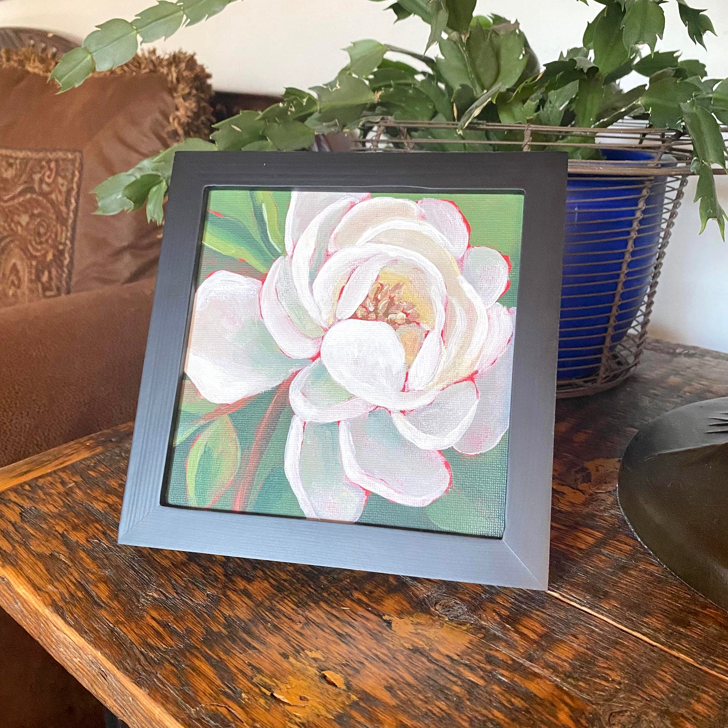 'Ivory Illumination' Original Painting Framed 7" x 7"