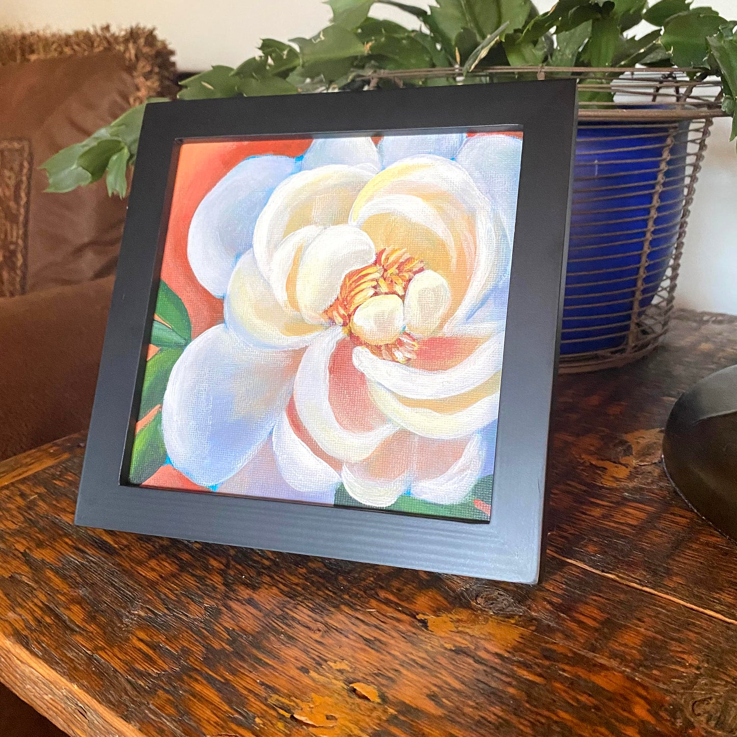 'Blissful Bloom' Original Painting Framed 7" x 7"