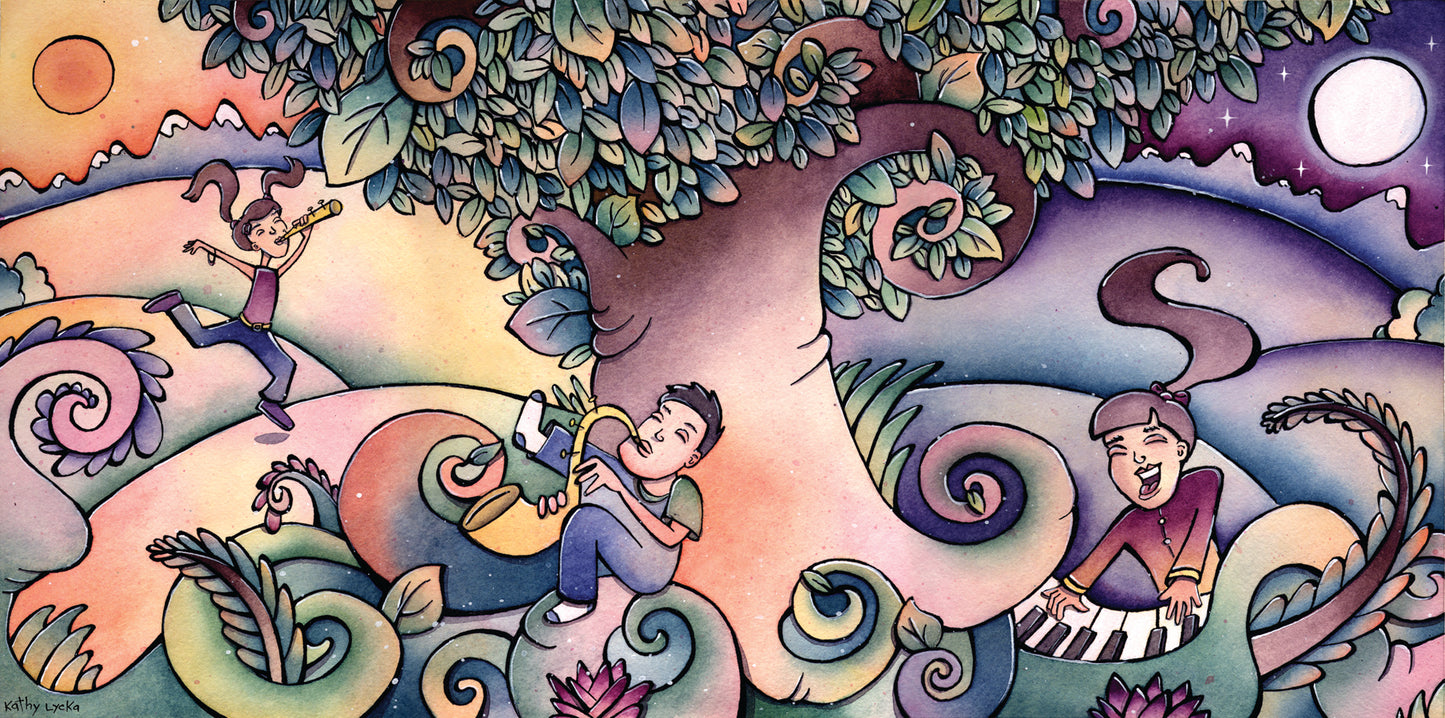 Healing Music Original Painting Framed 24" x 18" inch