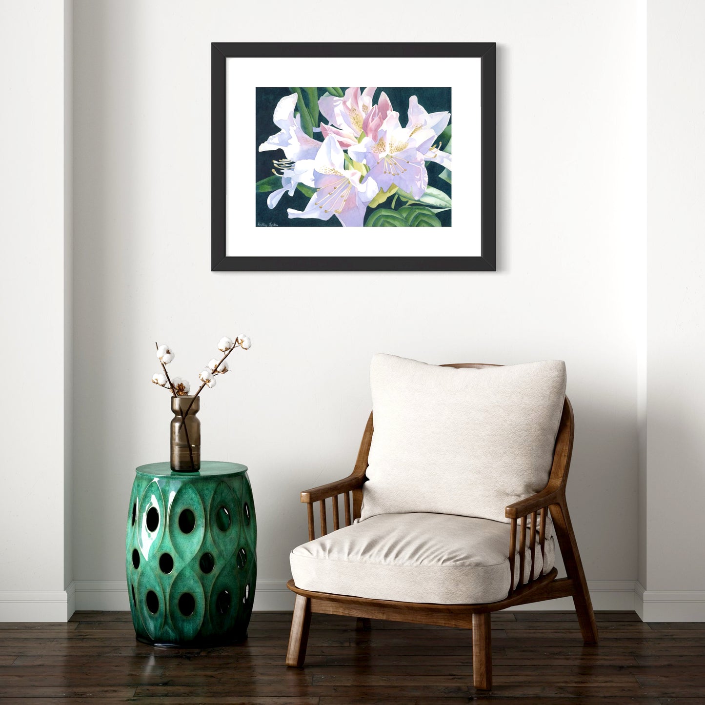 Lily Flowers Original Painting Framed 20" x 28"