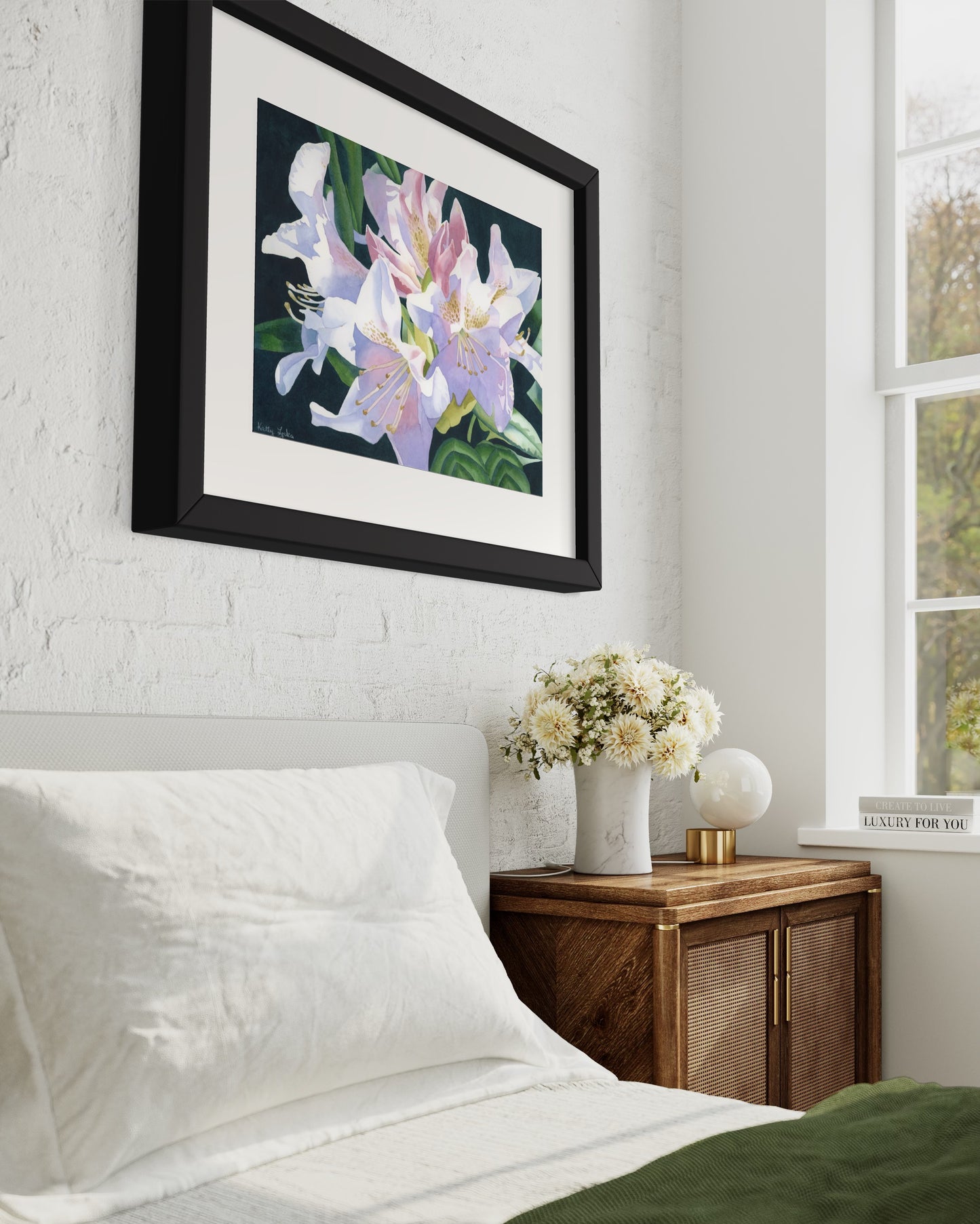Lily Flowers Original Painting Framed 20" x 28"
