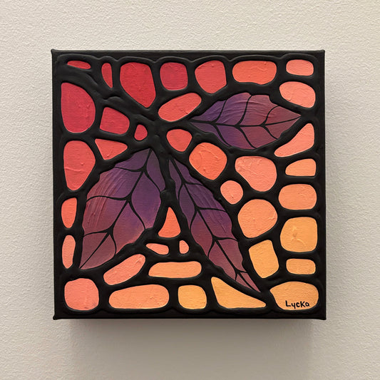 Purple Leaf Original Painting 8" x 8"