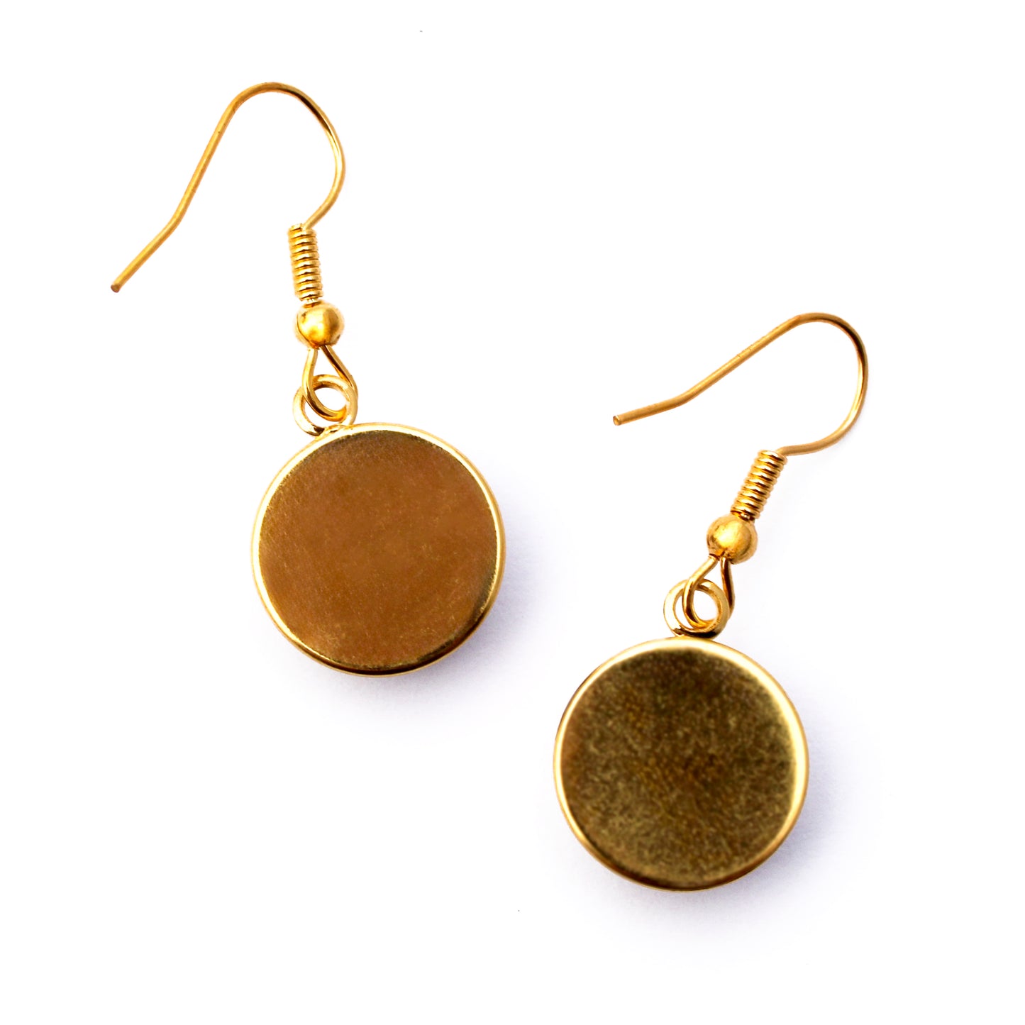 Orange Sunflower Gold Circle Earrings