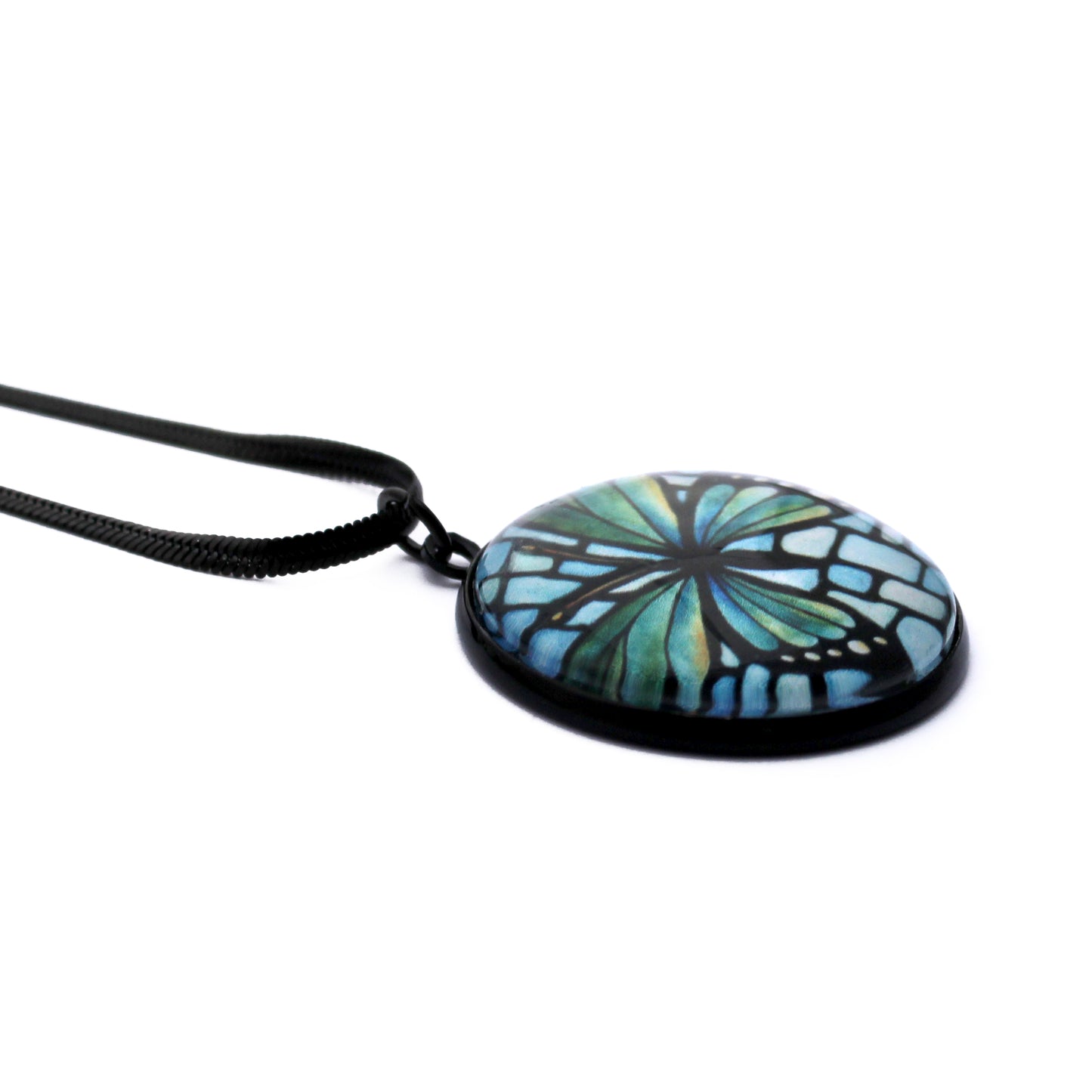 Butterfly Black Circle Necklace