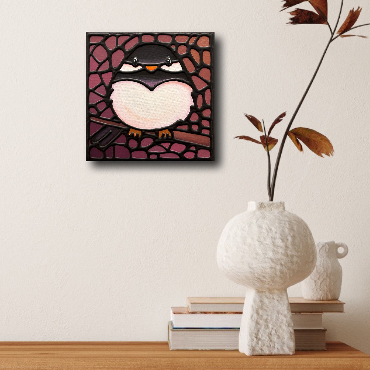 Chickadee Bird Original Painting 8" x 8"