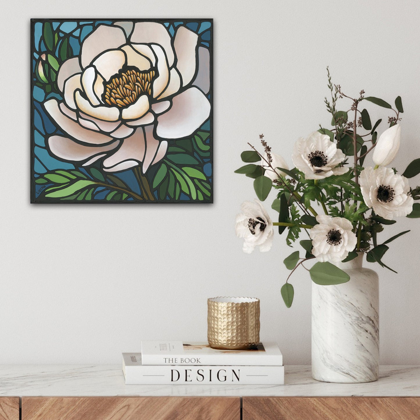 'Promise Unfolding' Original Peony Painting 12 x 12 inch