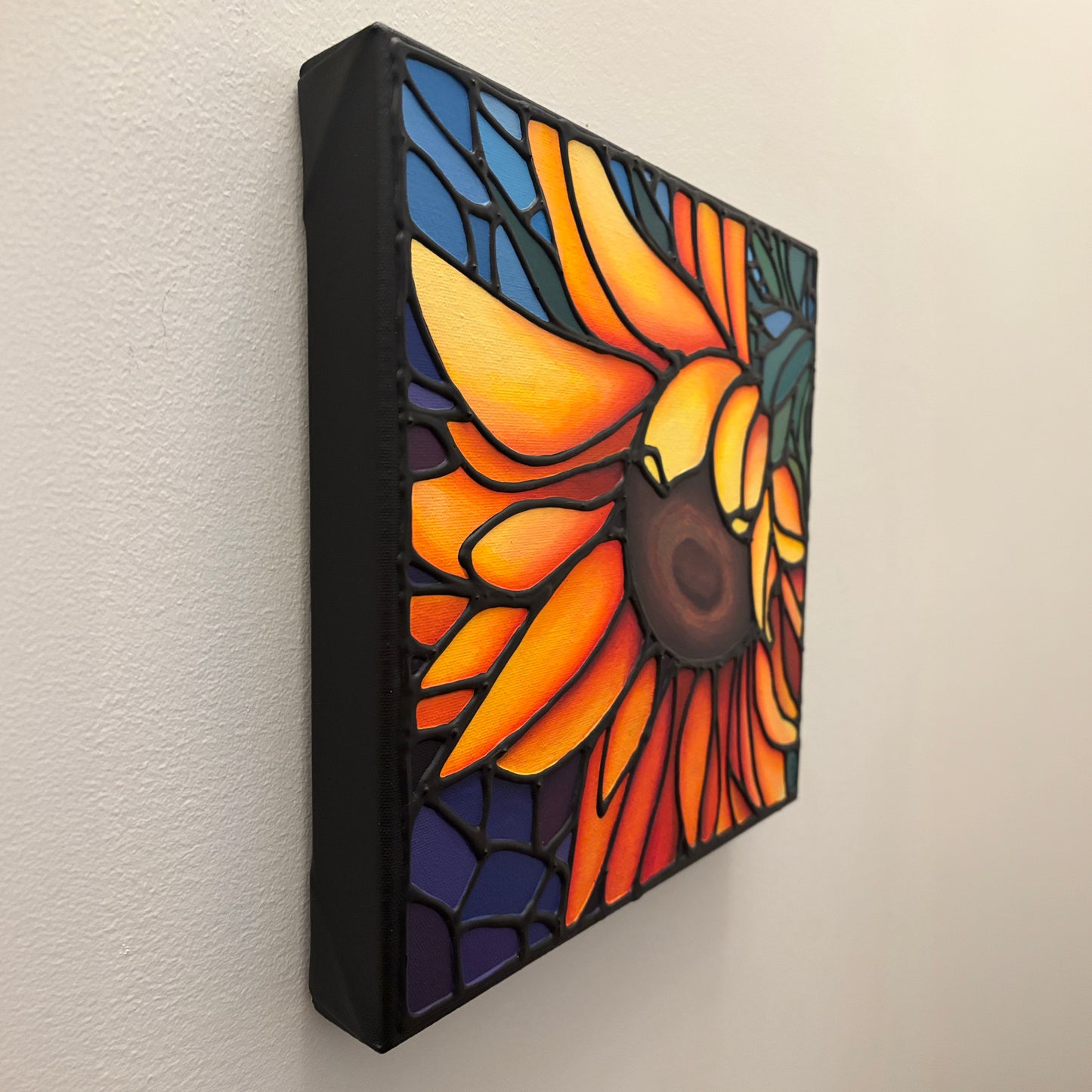 Yellow Sunflower Original Painting 12 x 12 inch