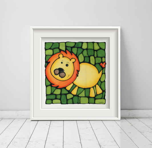 Lion Running Wall Art Print