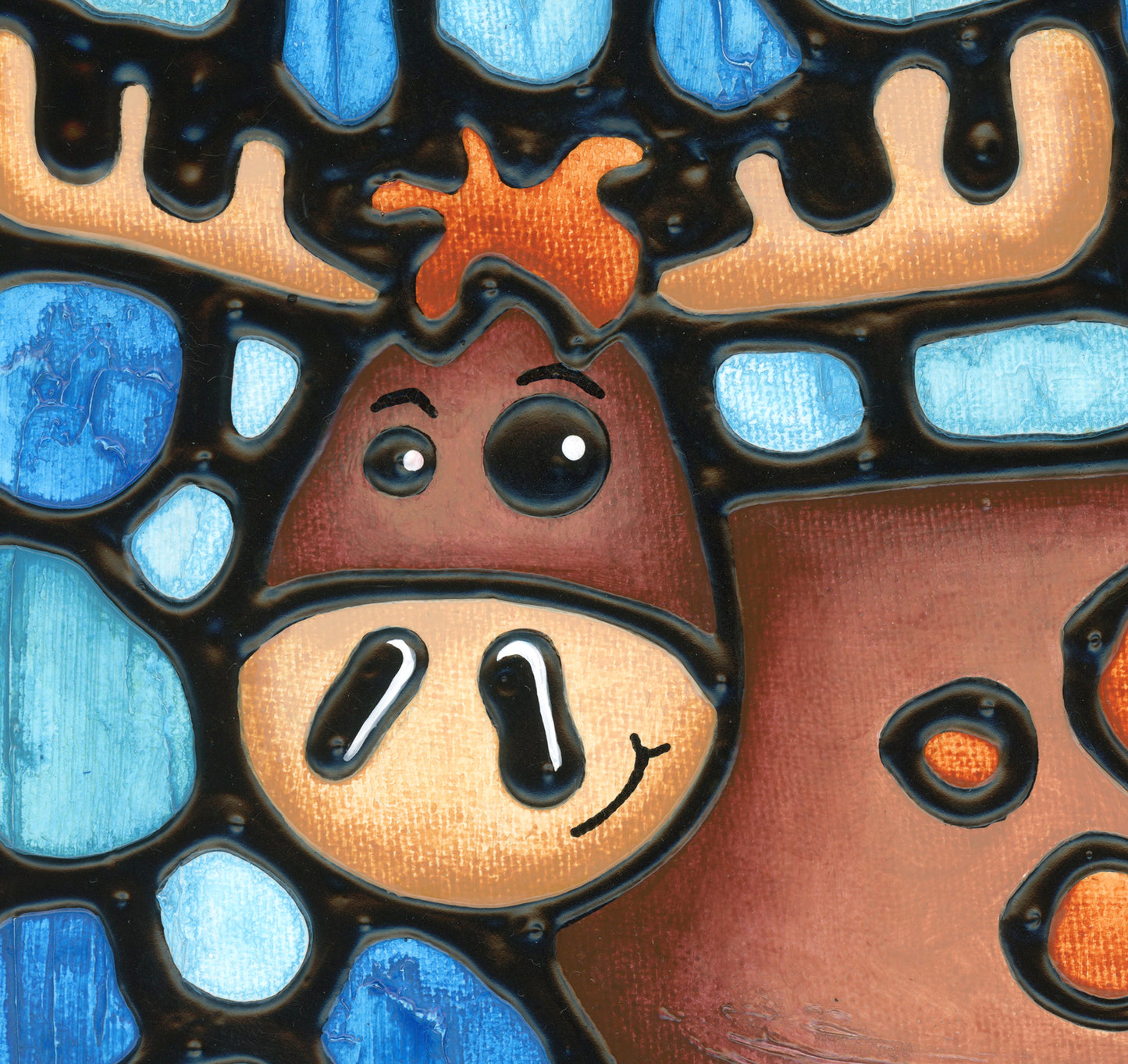 Forest Prince Moose Original Painting 8" x 8"