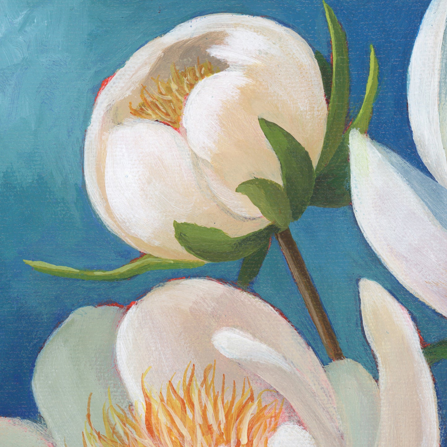 Peony Original Painting Framed 10 x 10 inch