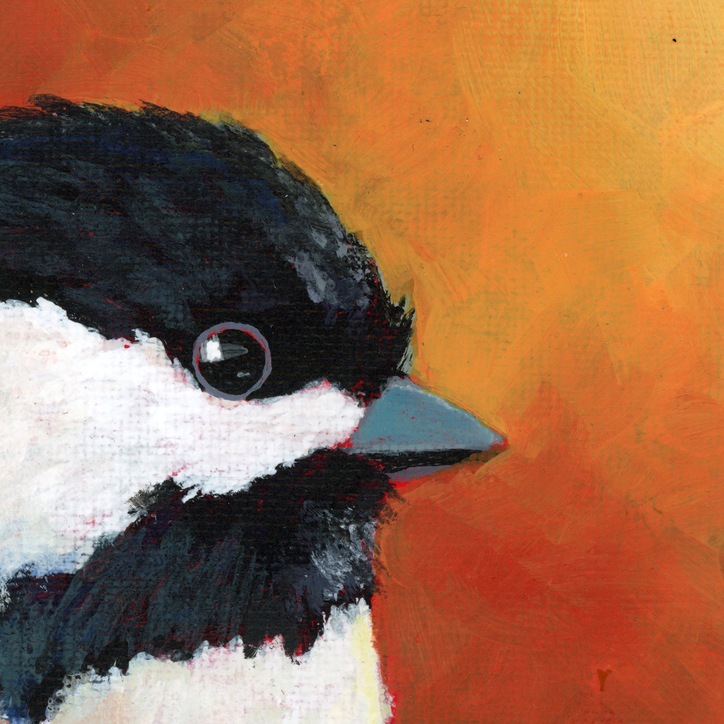 'Peep' Chickadee Bird Original Painting 10" x 10" Framed
