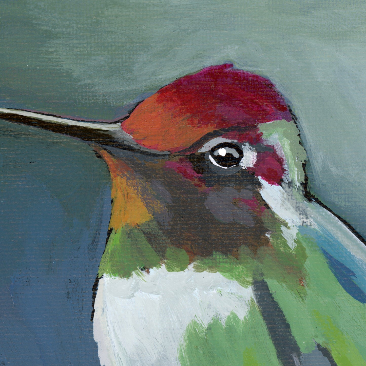 'Happy Perch' Original Painting Framed 10" x 10"