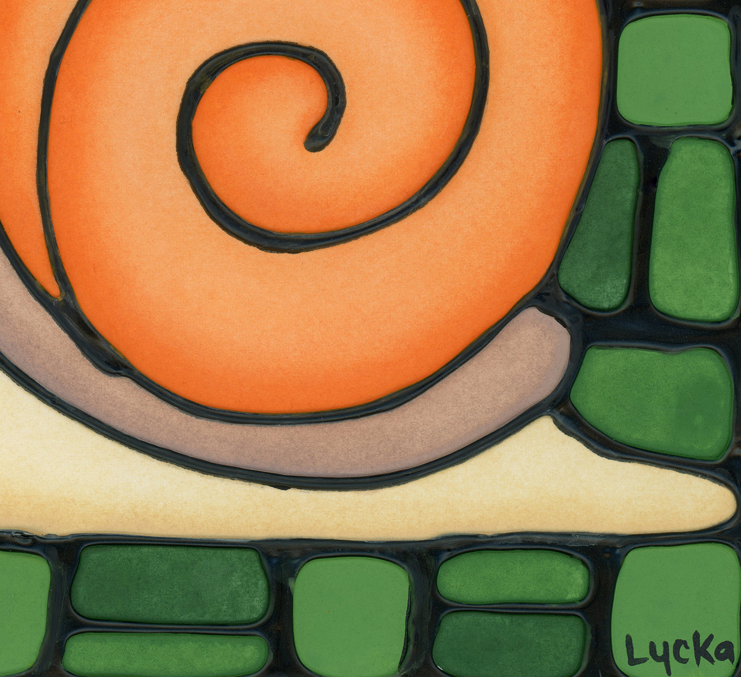 Snail Original Painting 12" x 15" Framed