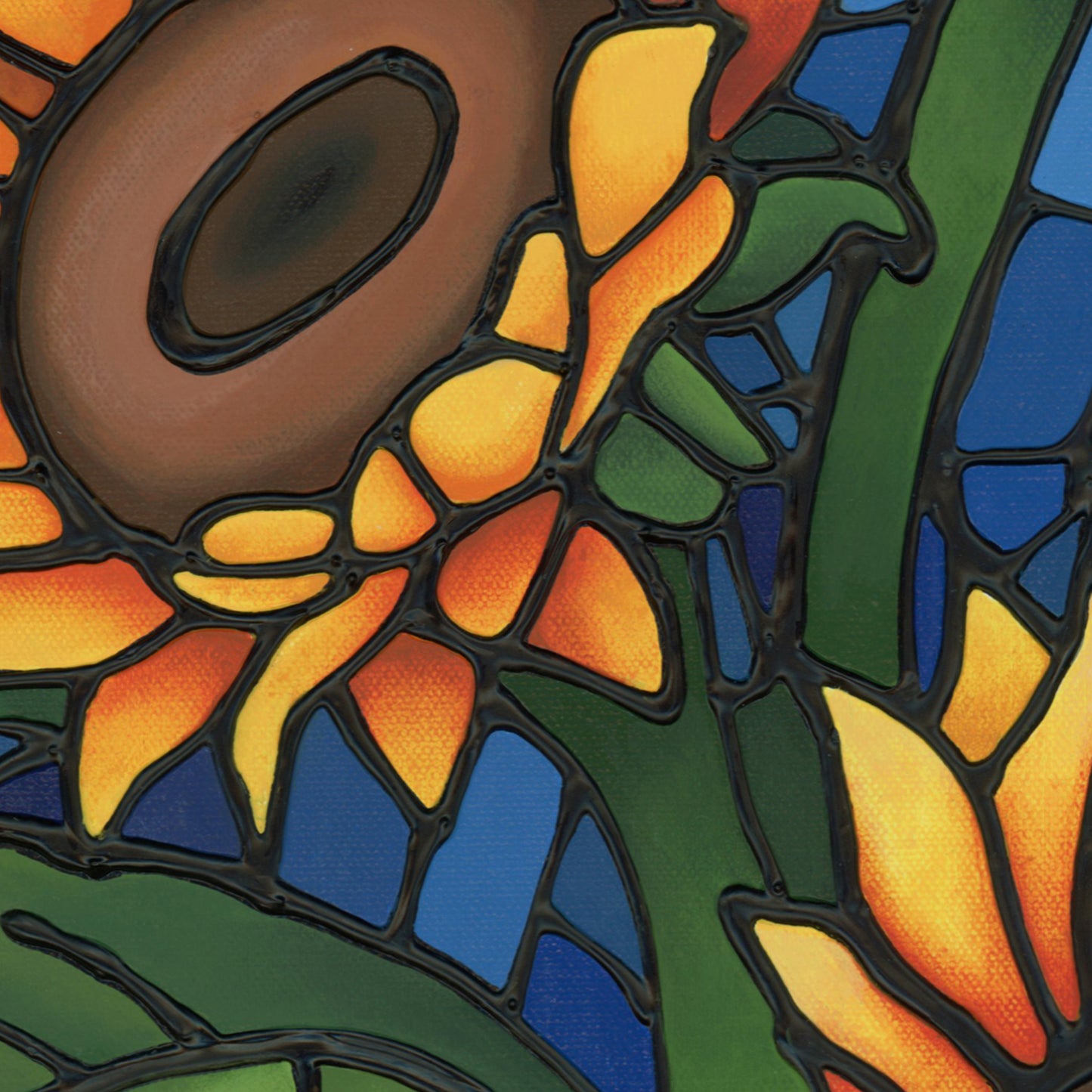 'Cheerful Cluster' Original Sunflower Painting 15 x 30 inch