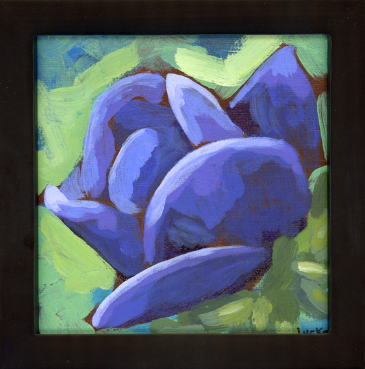 'Blue Flower' Original Painting Framed 7" x 7"