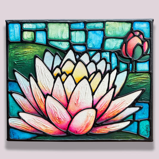 Lotus Flower Original Painting 10 x 8 inch