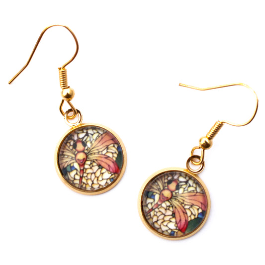 Dragonfly Gold CIrcle Earrings