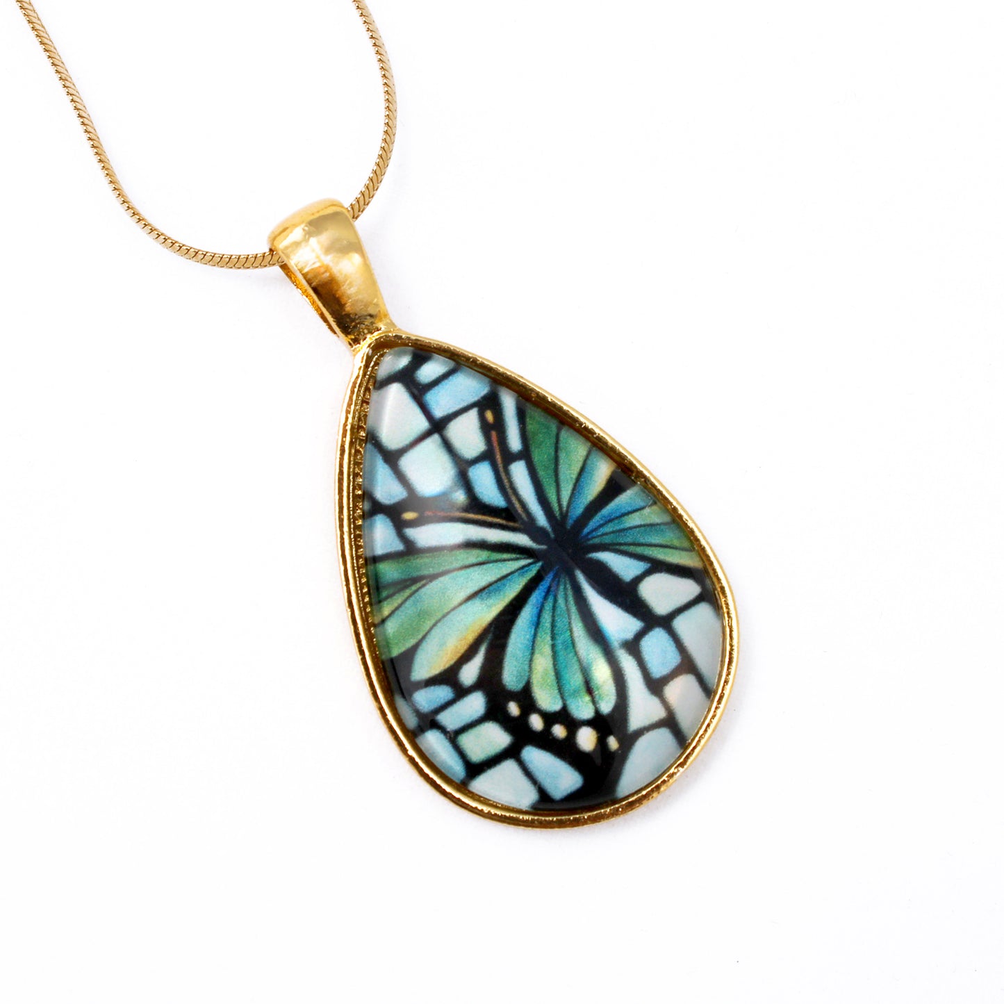 Butterfly Gold Teardrop Necklace