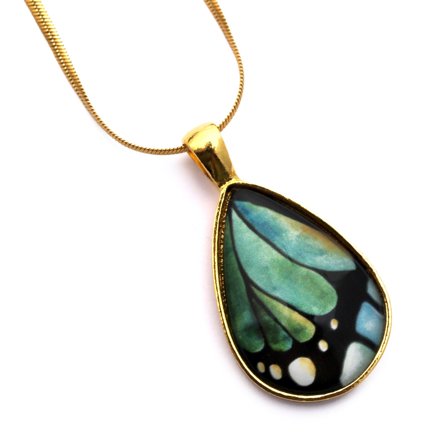 Butterfly Wing Gold Teardrop Necklace
