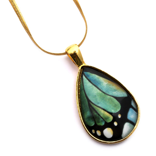 Butterfly Wing Gold Teardrop Necklace