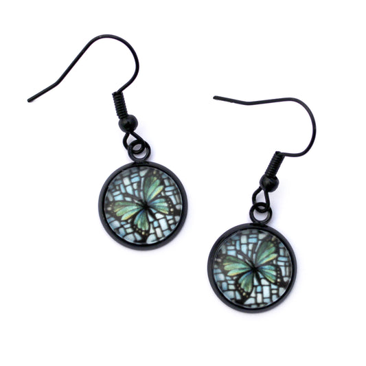 Butterfly Black Circle Earrings
