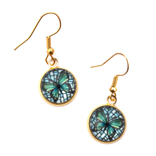 Butterfly Gold Circle Earrings