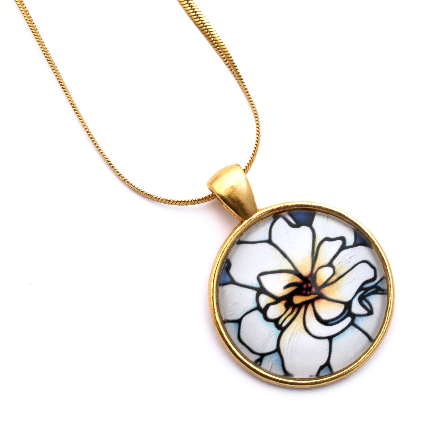 White Begonia Circle Gold Jewellery Set