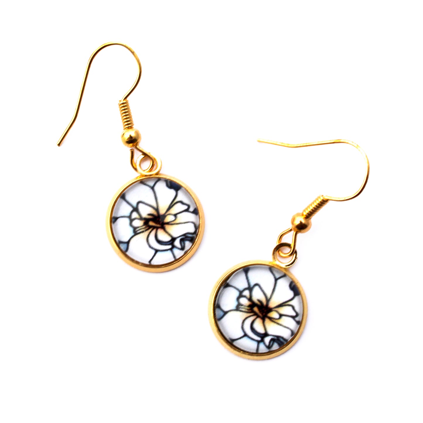 White Begonia Circle Gold Jewellery Set