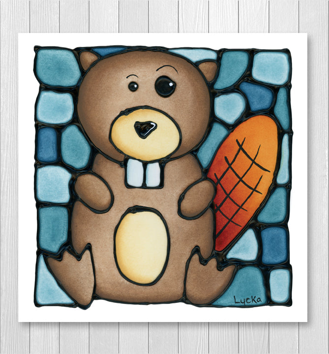 Beaver Square Wall Art Print