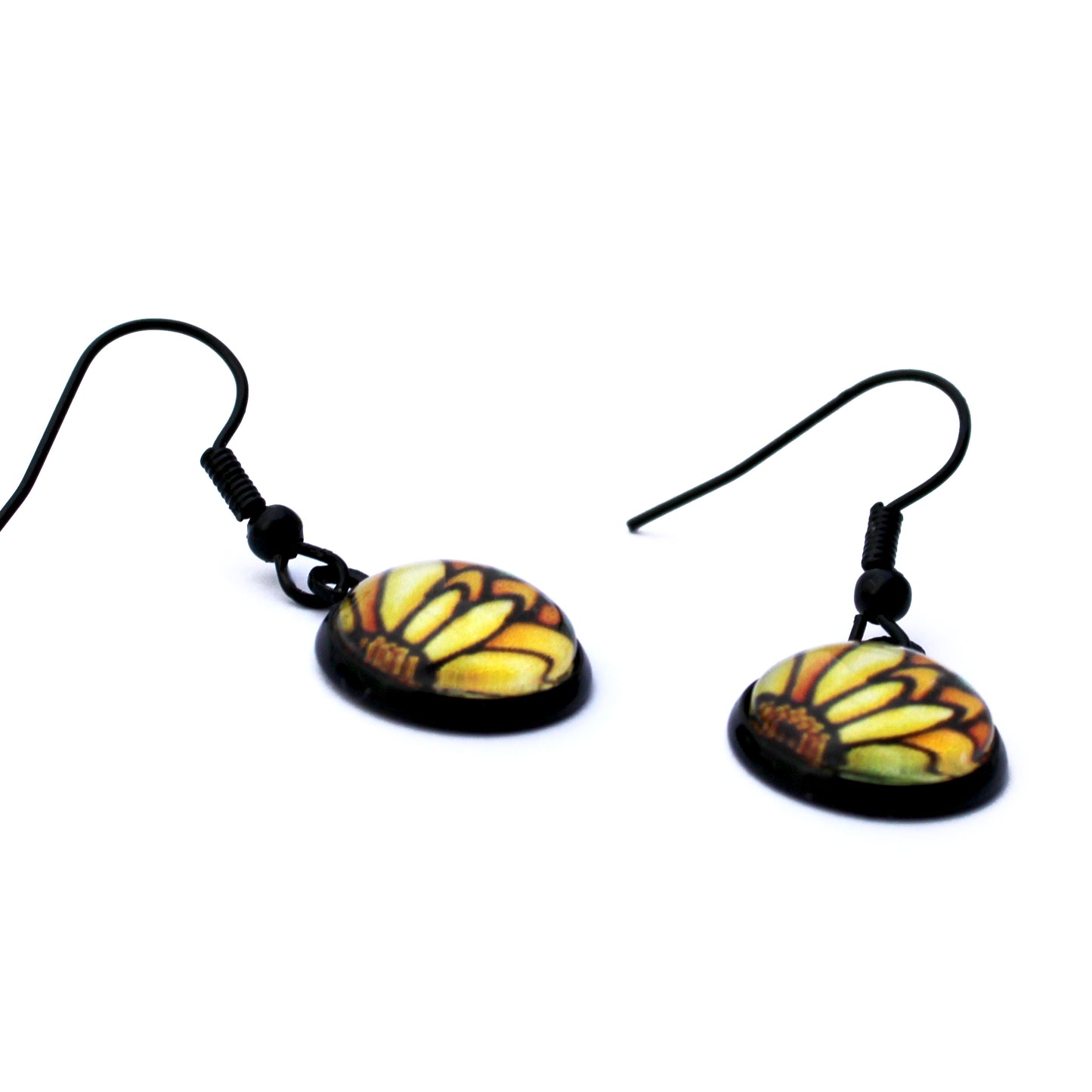 Yellow Daisy Circle Earrings