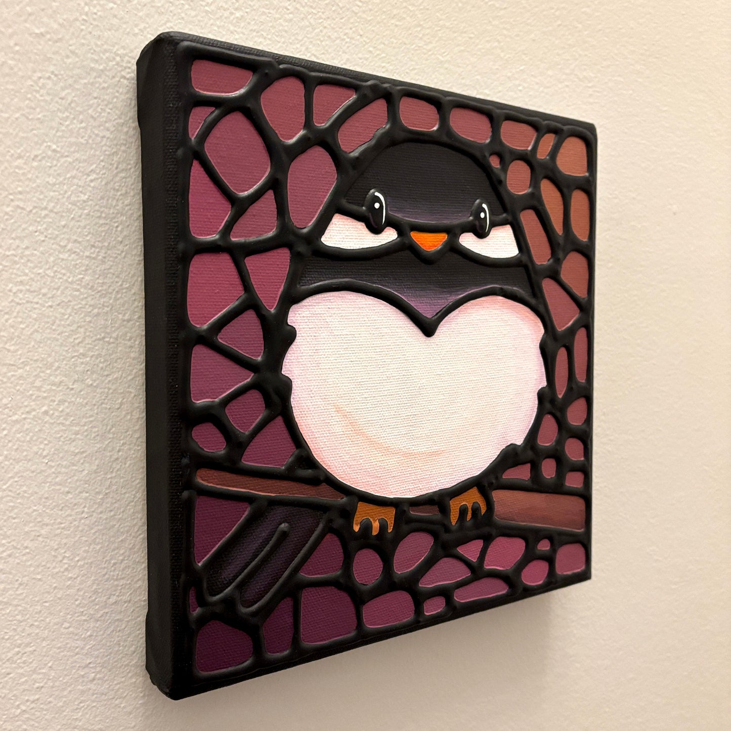 Chickadee Bird Original Painting 8" x 8"