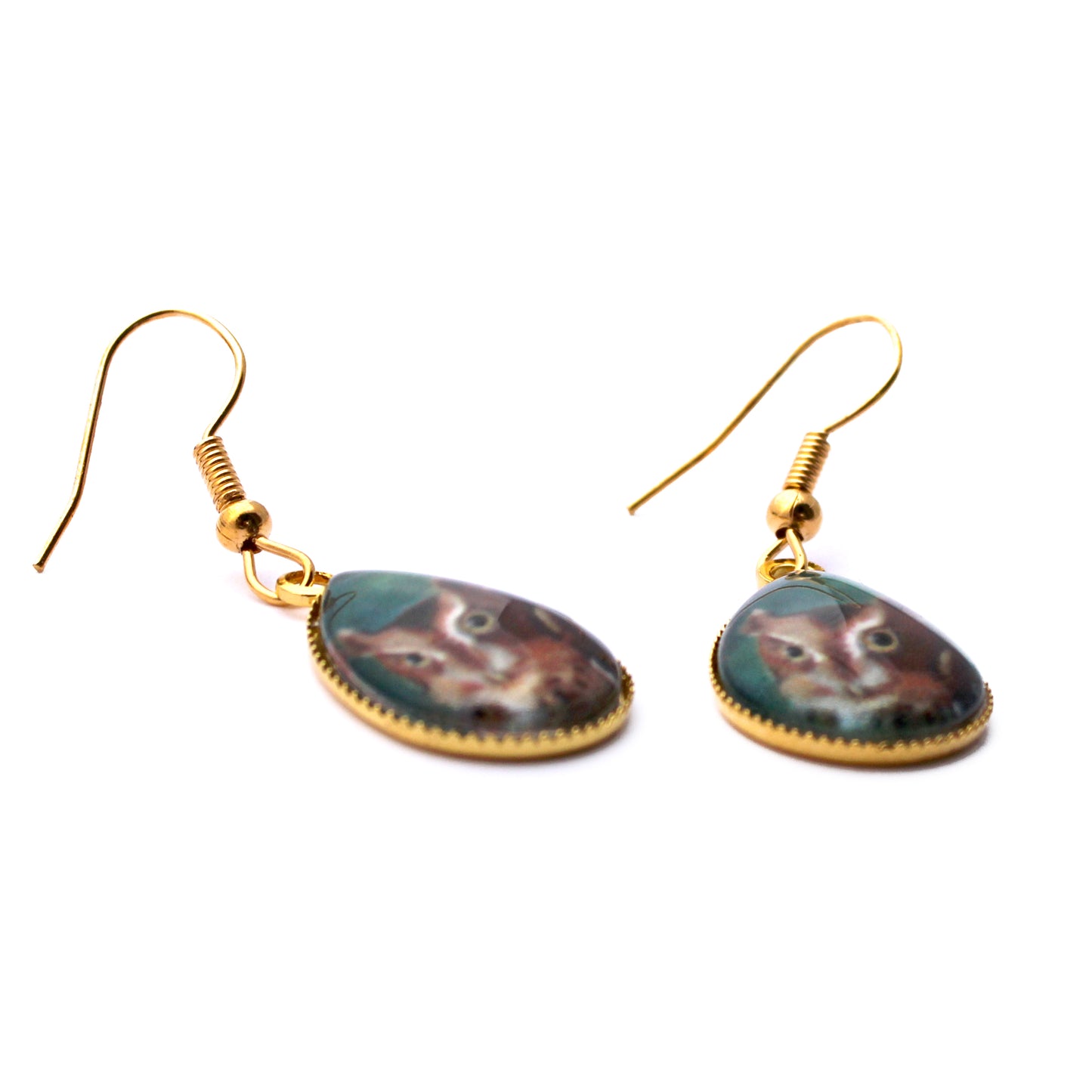 Owl Gold Teardrop Earrings