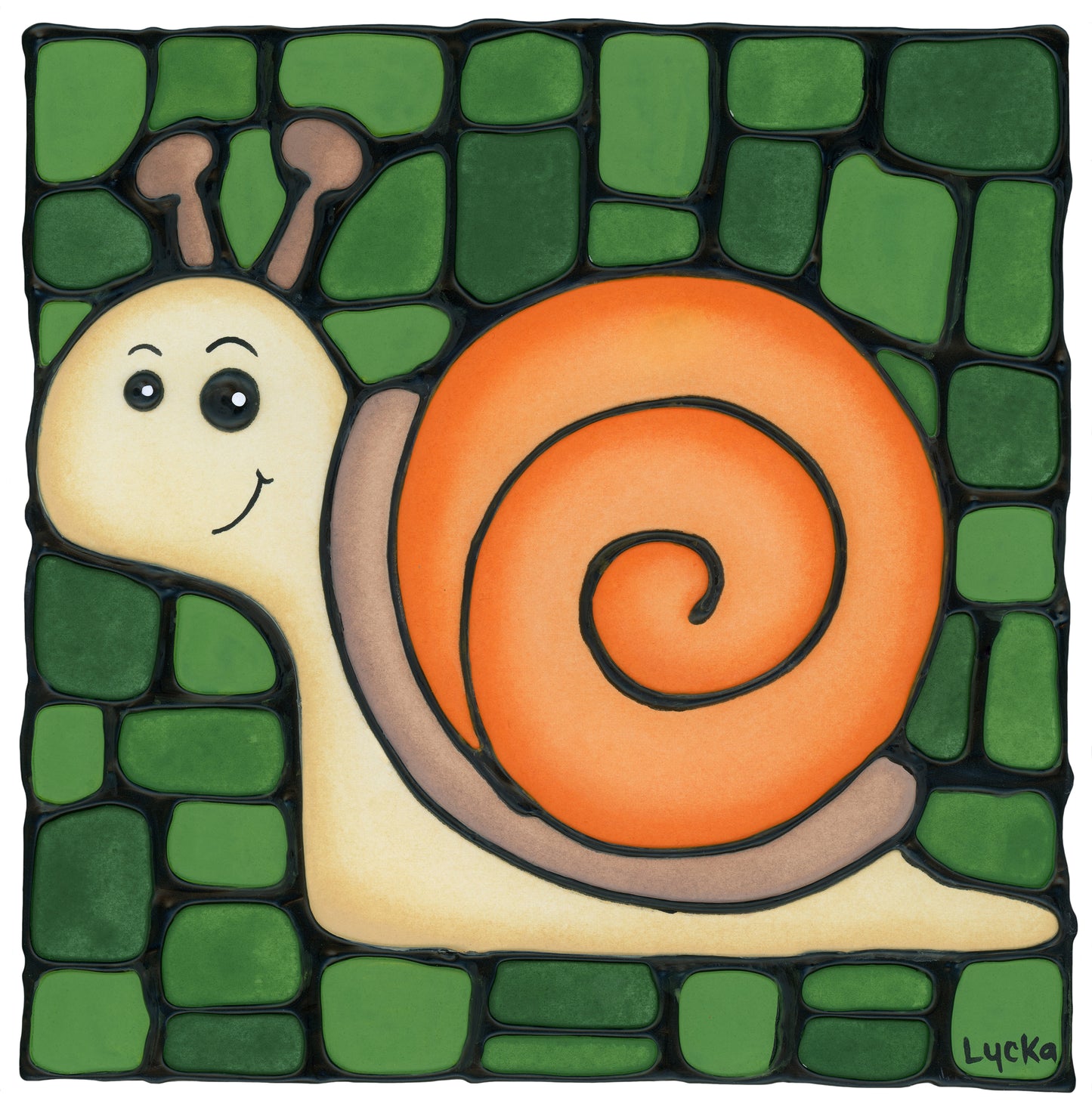 Snail Original Painting 12" x 15" Framed