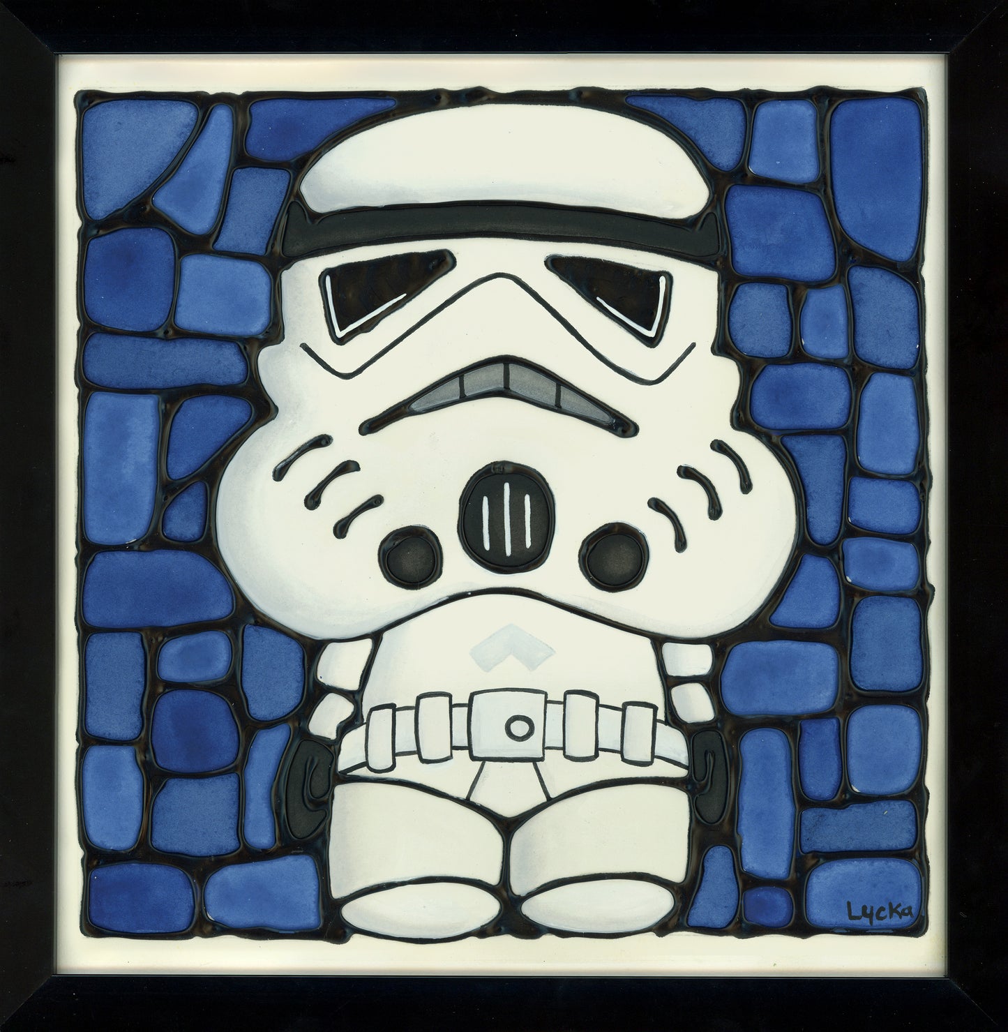 Space Trooper Original Painting 13" x 13" Framed