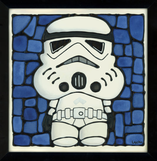 Space Trooper Original Painting 13" x 13" Framed