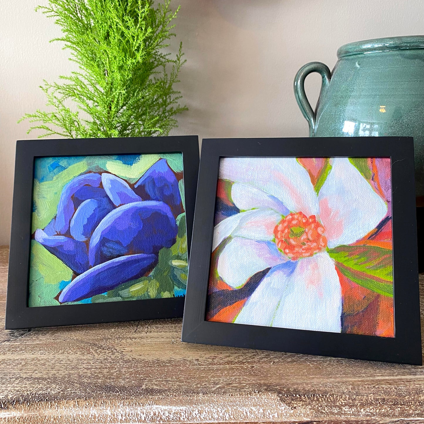 'Graceful Simplicity' Original Painting Framed 7" x 7" inch