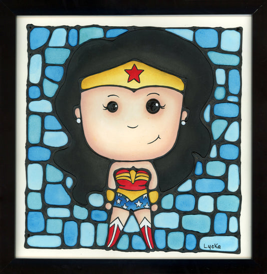 Wonderful Woman Original Painting 13" x 13" Framed