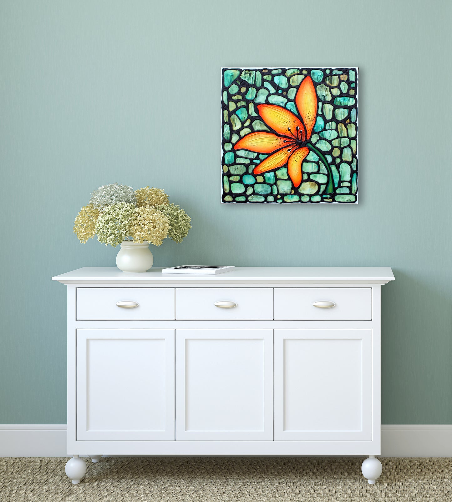 Tiger Lily Flower Original Painting 16" x 16"
