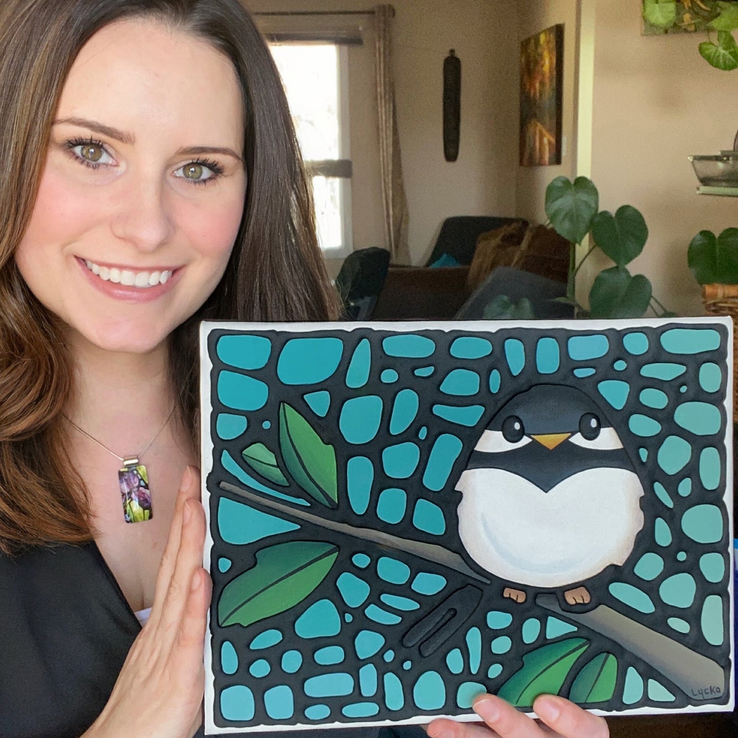 Chickadee Bird Original Painting 12 x 9 inch