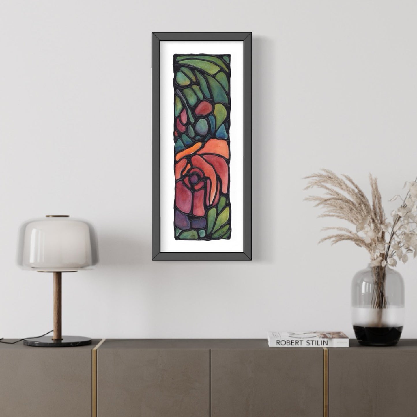 Red Rose Original Painting Framed