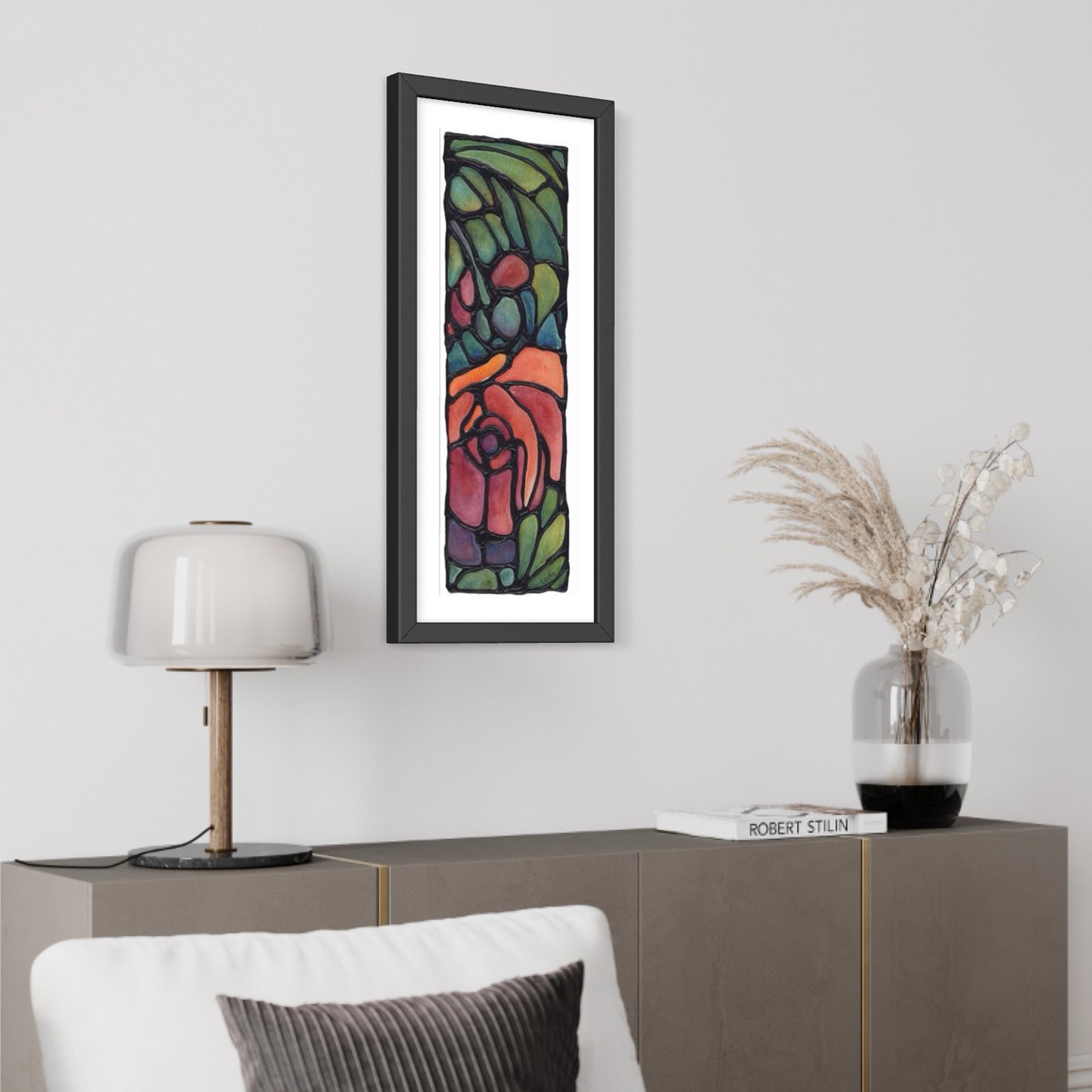 Red Rose Original Painting Framed