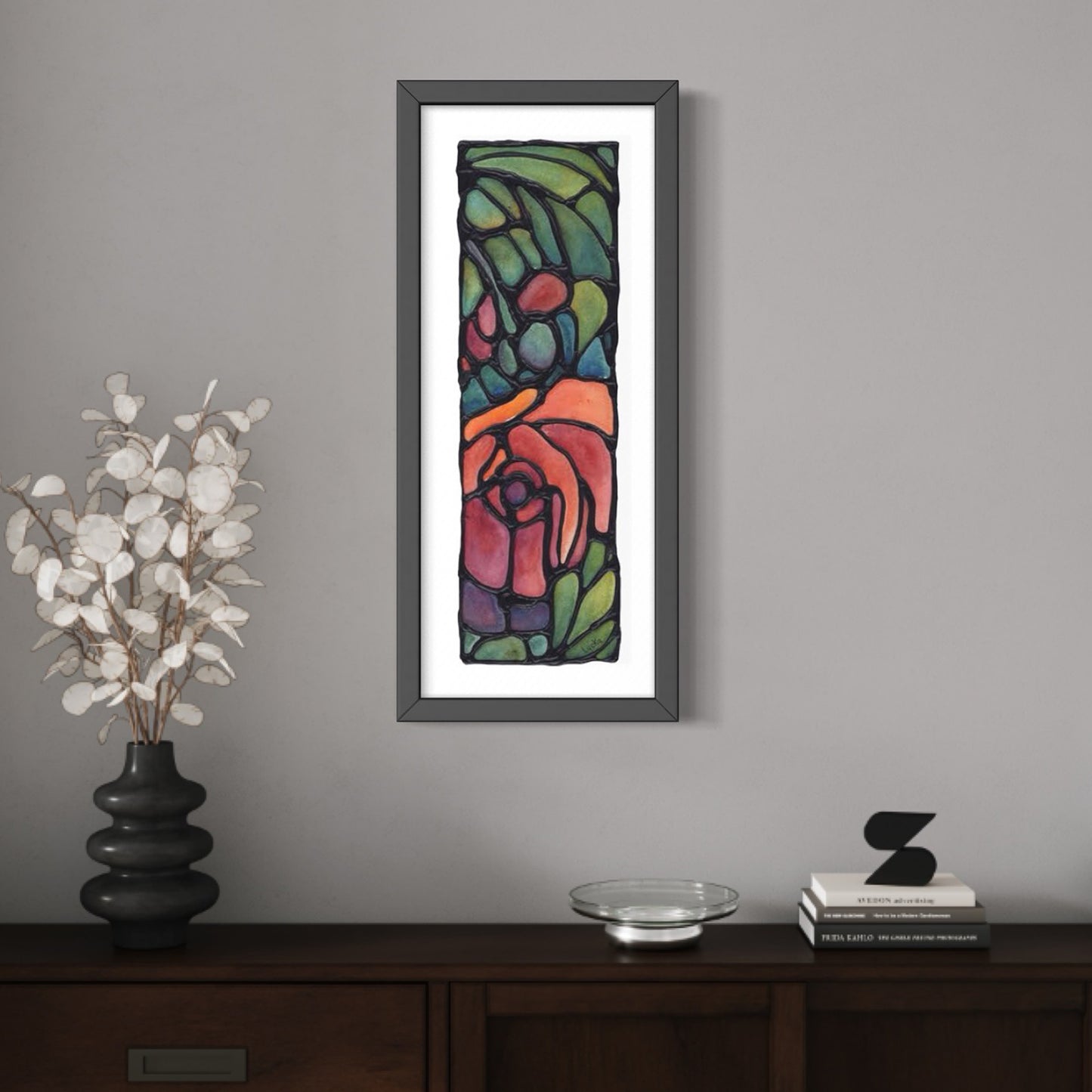 Red Rose Original Painting Framed