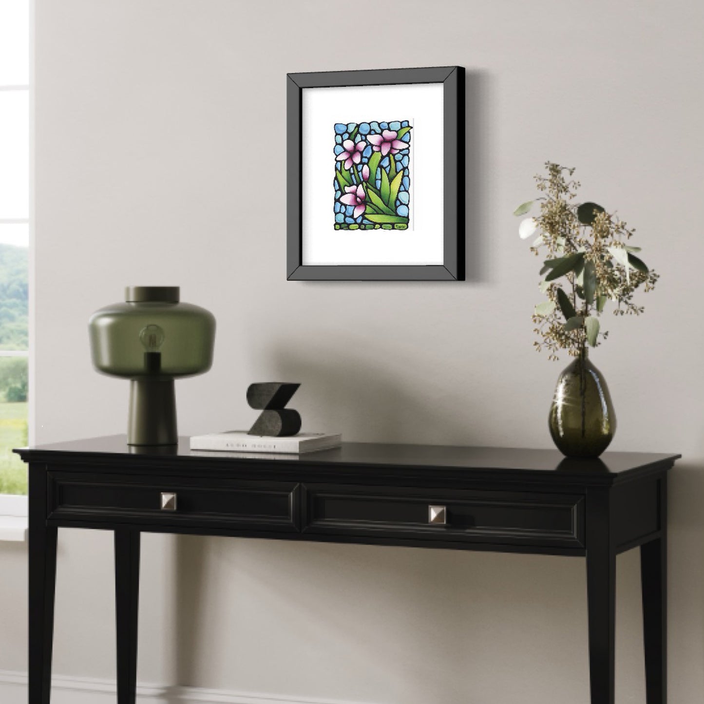 Purple Snapdragon Flowers Original Painting Framed