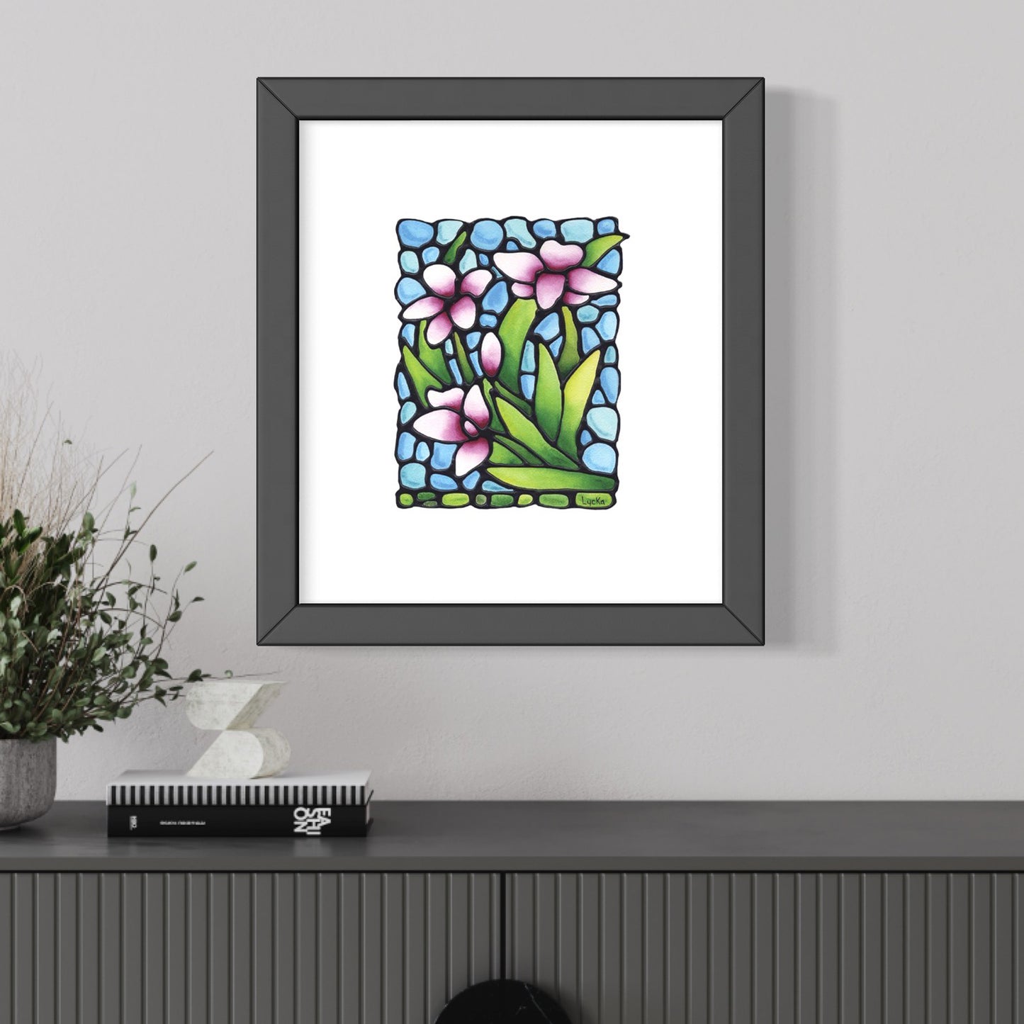 Purple Snapdragon Flowers Original Painting Framed
