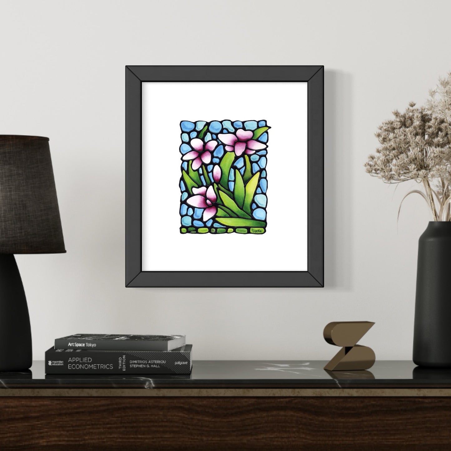 Purple Snapdragon Flowers Original Painting Framed