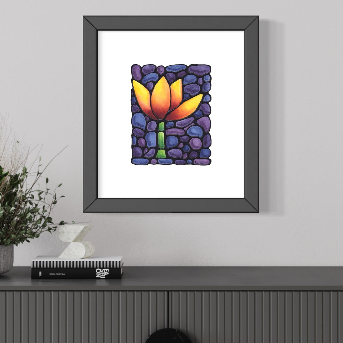 Tulip Flowers Original Painting Framed